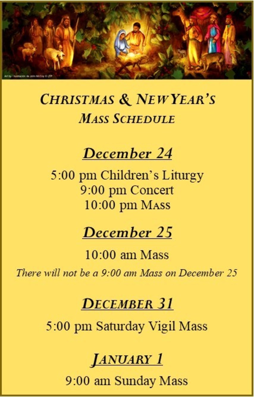 Christmas Mass Schedule St. Theresa Catholic Church