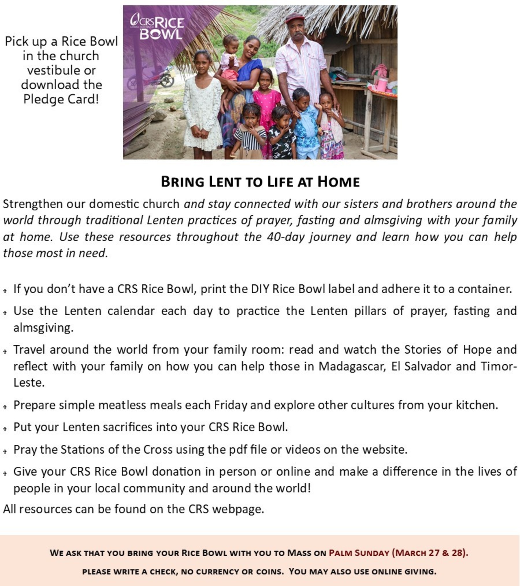 Operation Rice Bowl St. Theresa Catholic Church